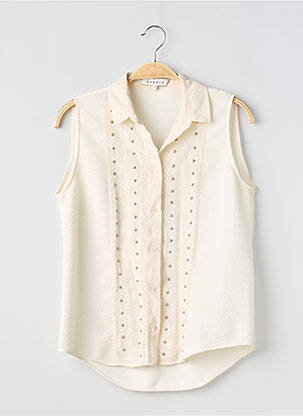 Chemisier tissage crêpe sans manche beige SANDRO femme
