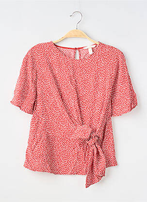 Top tissage crêpe manches courtes rouge H&M femme