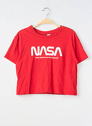 T-shirt sérigraphie floquée manches courtes rouge DIVIDED H&M femme