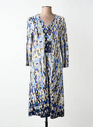 Robe mi-longue imprimé fantaisie manches longues bleu BRANDTEX femme