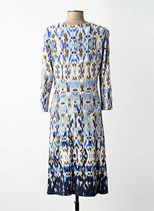 Robe mi-longue imprimé fantaisie manches longues bleu BRANDTEX femme