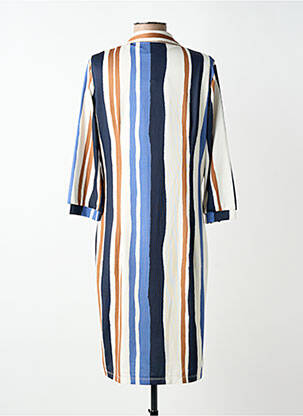 Robe mi-longue coupe fluide manches 3/4 bleu K-DESIGN femme