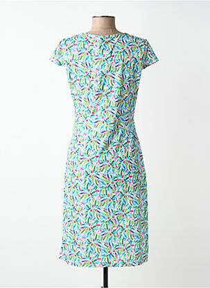 Robe mi-longue imprimé fantaisie manches courtes bleu TELMAIL femme