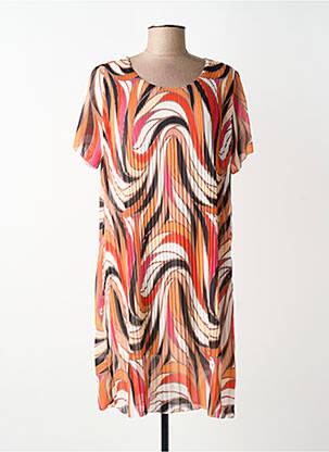 Robe courte coupe fluide manches courtes orange COULEURS DU TEMPS femme