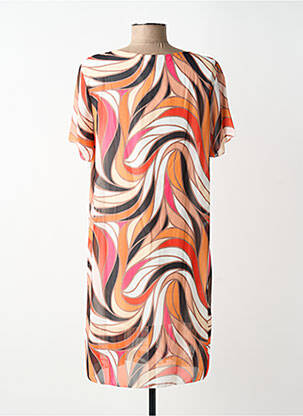 Robe courte coupe fluide manches courtes orange COULEURS DU TEMPS femme