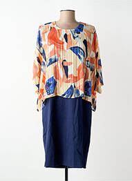 Robe mi-longue imprimé fantaisie manches courtes bleu BRANDTEX femme