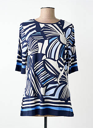 T-shirt coupe cintrée manches 3/4 bleu BARBARA LEBEK femme