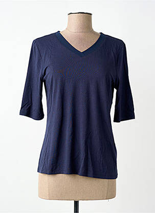 T-shirt col v manches 3/4 bleu BARBARA LEBEK femme