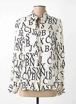 Chemisier imprimé fantaisie manches longues beige VLT'S BY VALENTINA'S femme