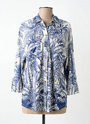 Chemisier coupe cintrée manches 3/4 bleu K-DESIGN femme