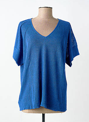 Pull col v manches courtes bleu A.POIL femme