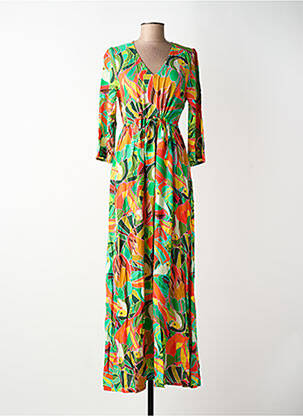 Robe longue manches longues manches longues vert LA FIANC2E femme