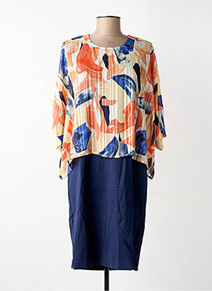 Robe mi-longue imprimé fantaisie manches courtes bleu BRANDTEX femme