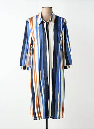 Robe mi-longue doublure manches 3/4 bleu K-DESIGN femme