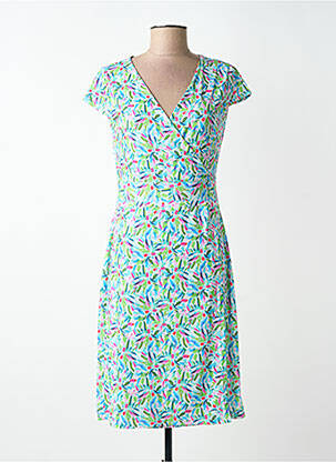 Robe mi-longue imprimé fantaisie manches courtes bleu TELMAIL femme