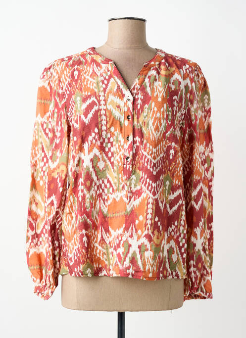 Blouse tissage popeline manches longues orange JULIE GUERLANDE femme