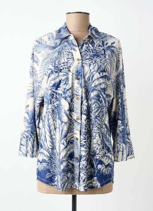 Chemisier coupe cintrée manches 3/4 bleu K-DESIGN femme