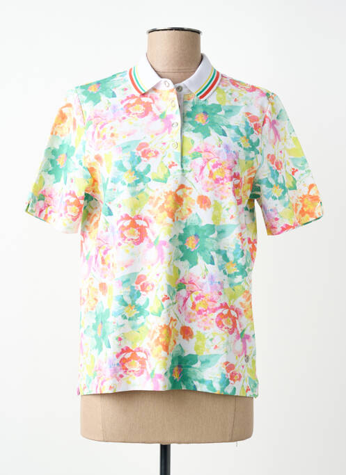 Polo stretch manches courtes blanc JOY OF LIFE femme