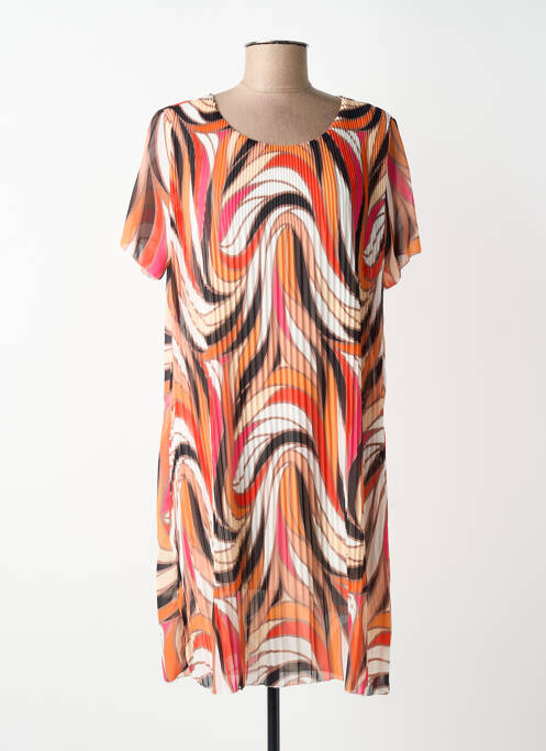 Robe courte manches courtes manches courtes orange COULEURS DU TEMPS femme