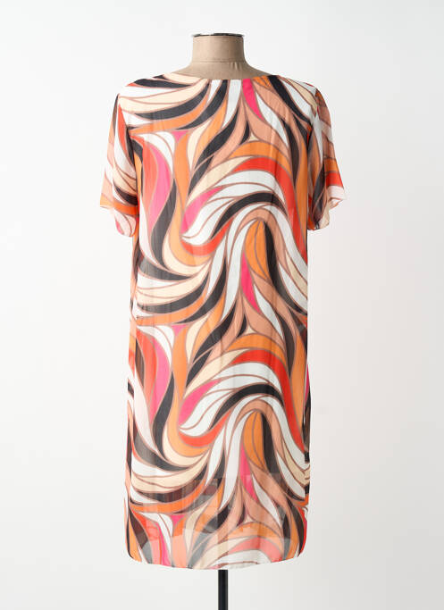 Robe courte manches courtes manches courtes orange COULEURS DU TEMPS femme