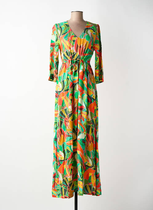 Robe longue manches longues manches longues vert LA FIANC2E femme