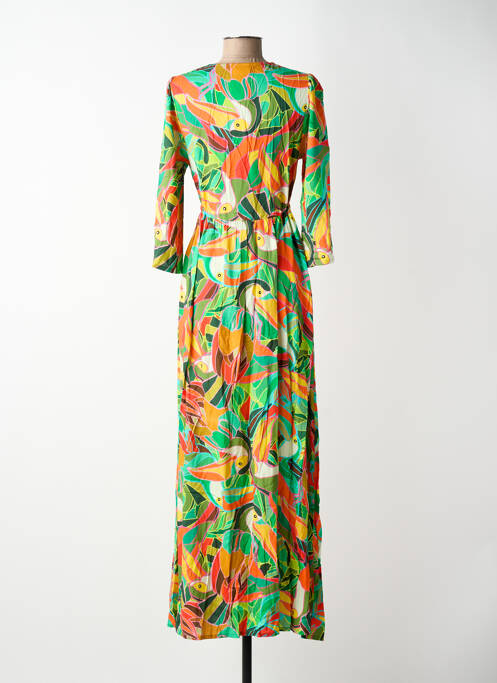 Robe longue manches longues manches longues vert LA FIANC2E femme