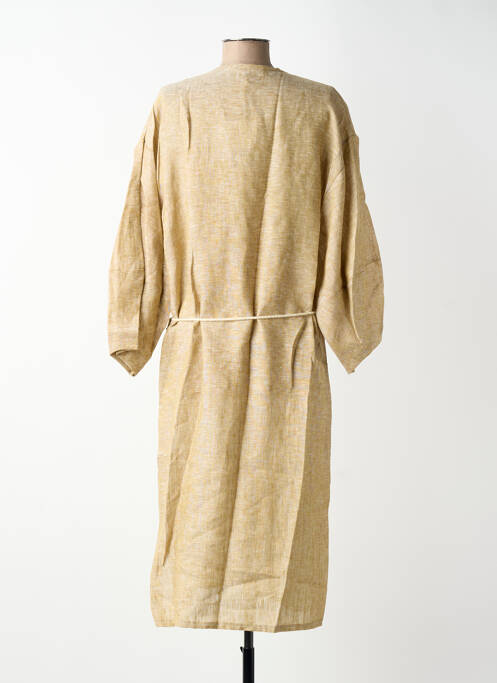 Robe mi-longue col v manches 3/4 beige BLANC BOHEME femme