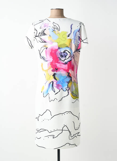 Robe mi-longue imprimé fantaisie manches courtes beige GREGORY PAT femme