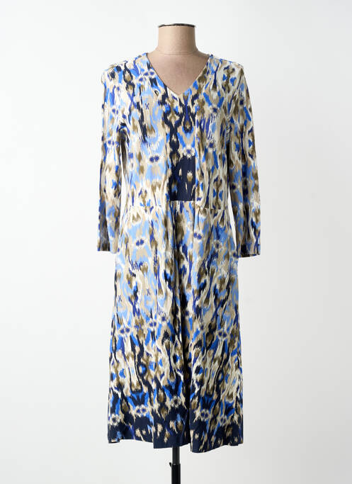 Robe mi-longue imprimé fantaisie manches longues bleu BRANDTEX femme
