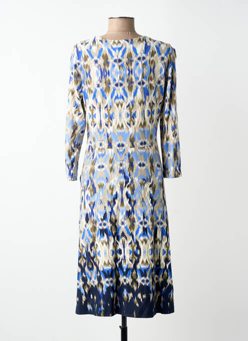 Robe mi-longue imprimé fantaisie manches longues bleu BRANDTEX femme