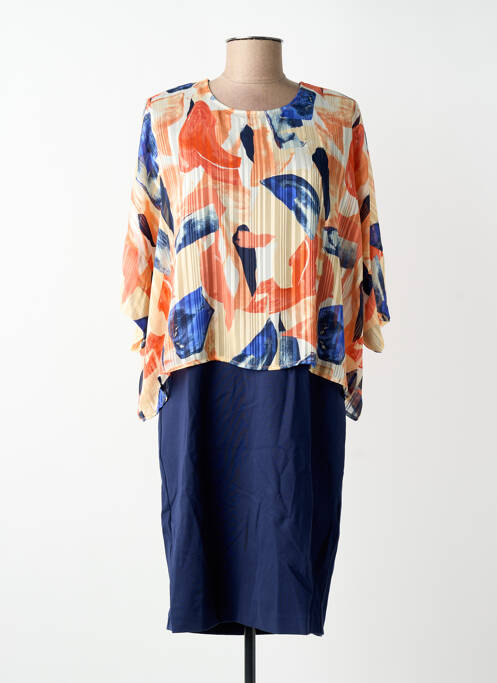 Robe mi-longue imprimé fantaisie manches courtes bleu BRANDTEX femme