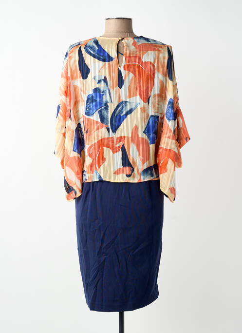 Robe mi-longue imprimé fantaisie manches courtes bleu BRANDTEX femme