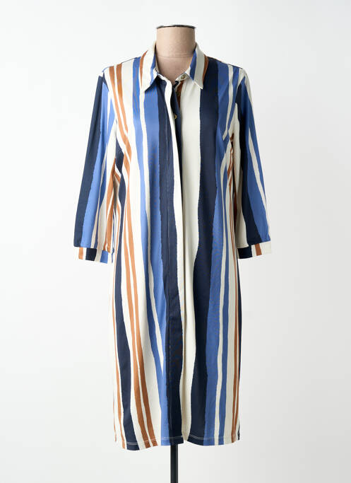 Robe mi-longue doublure manches 3/4 bleu K-DESIGN femme