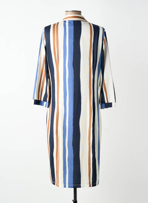 Robe mi-longue doublure manches 3/4 bleu K-DESIGN femme