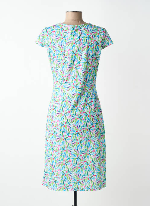 Robe mi-longue imprimé fantaisie manches courtes bleu TELMAIL femme