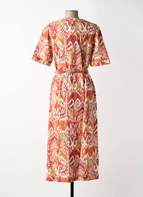 Robe mi-longue imprimé fantaisie manches courtes orange JULIE GUERLANDE femme