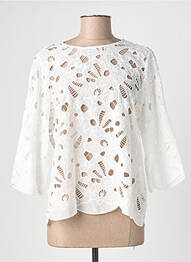 Top col rond manches 3/4 blanc COPENHAGEN femme