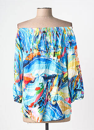 Top imprimé fantaisie manches longues bleu MALOKA femme