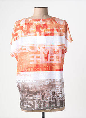 T-shirt imprimé fantaisie manches courtes orange JOY OF LIFE femme