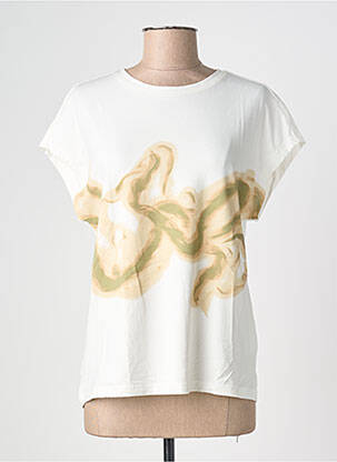 T-shirt imprimé fantaisie manches courtes blanc BRANDTEX femme