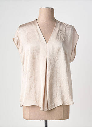 Blouse col v manches courtes beige PAZ TORRAS femme
