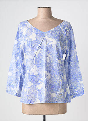 Blouse imprimé fantaisie manches longues bleu AGATHE & LOUISE femme