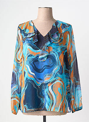 Blouse imprimé fantaisie manches longues bleu GREGORY PAT femme