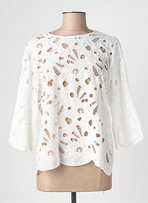 Top col rond manches 3/4 blanc COPENHAGEN femme