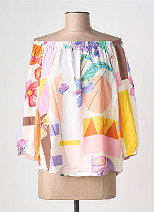 Top imprimé fantaisie manches longues blanc MALOKA femme