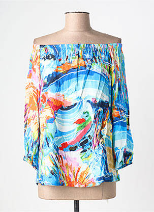Top imprimé fantaisie manches longues bleu MALOKA femme