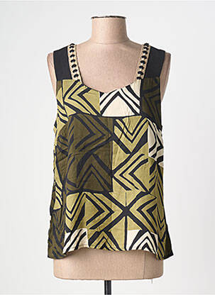 Top imprimé fantaisie sans manche vert PAZ TORRAS femme
