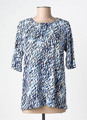 T-shirt imprimé fantaisie manches courtes bleu BRANDTEX femme