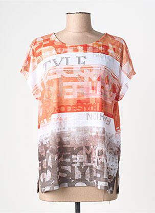 T-shirt imprimé fantaisie manches courtes orange JOY OF LIFE femme