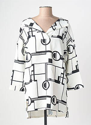 Tunique manches longues imprimé fantaisie blanc POISSONS BLANCS femme